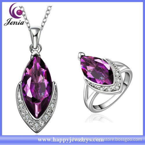 New model design sparkling purple zircon 18k gold jewelry half set (KFVRS017)